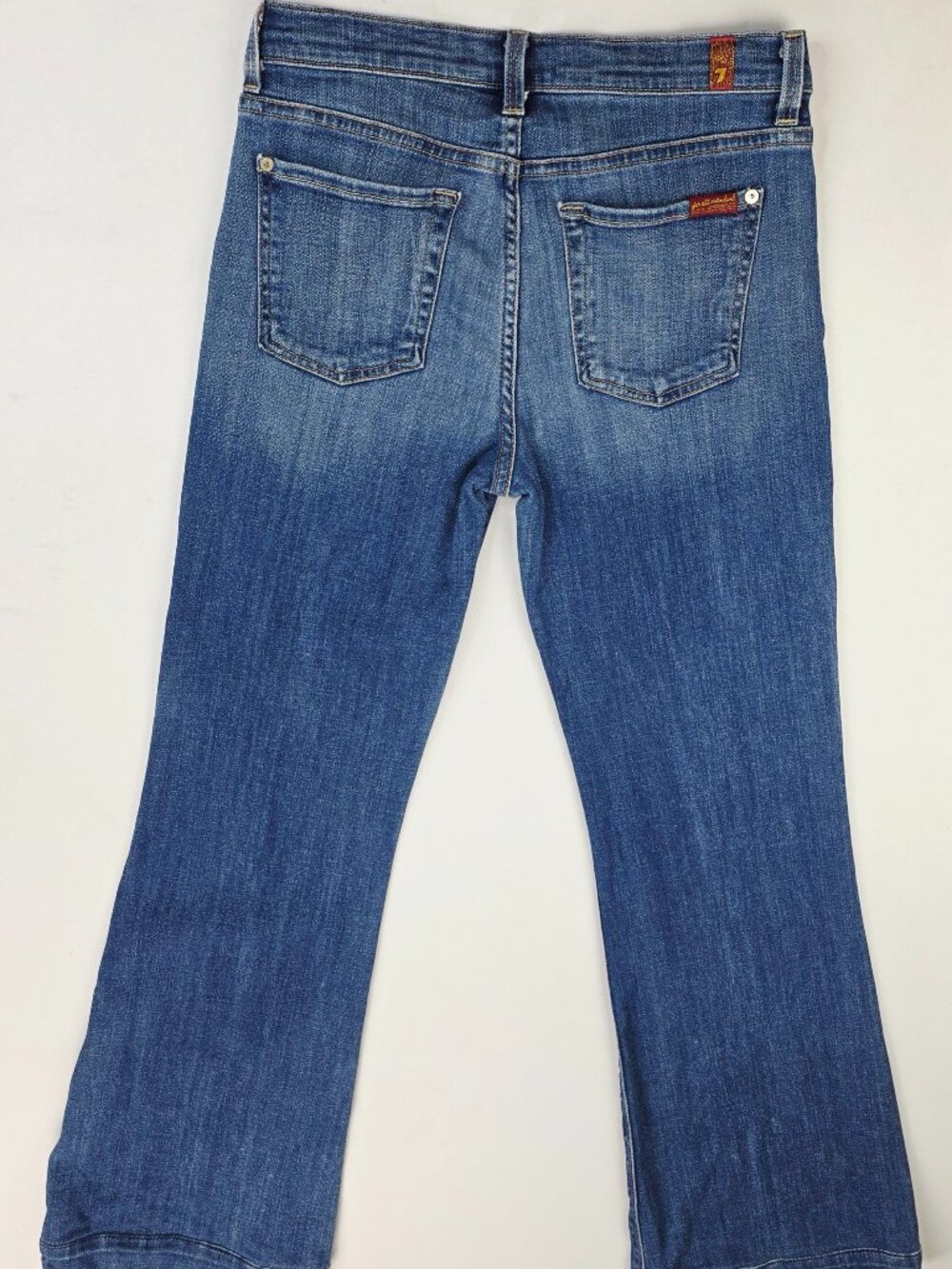 7 For All Mankind Flare Womens Size 28X32 Blue Denim 5 Pocket Logo Tag Jeans